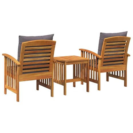 Tuin Sofa Set met kussen 3 pcs Bruin Massief acaciahout