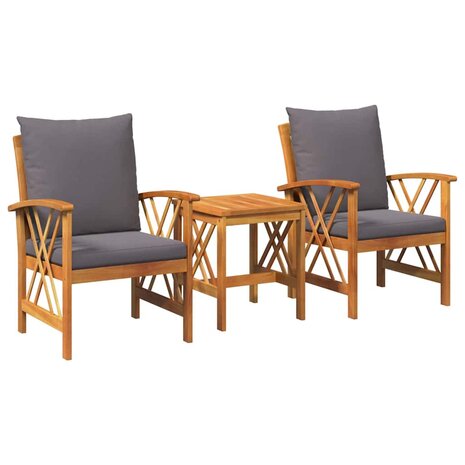 Tuin Sofa Set met kussen 3 pcs Bruin Massief acaciahout