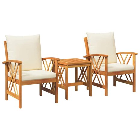 Tuin Sofa Set met kussen 3 pcs Bruin Massief acaciahout