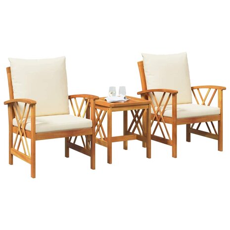 Tuin Sofa Set met kussen 3 pcs Bruin Massief acaciahout
