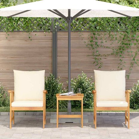Tuin Sofa Set met kussen 3 pcs Bruin Massief acaciahout