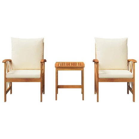 Tuin Sofa Set met kussen 3 pcs Bruin Massief acaciahout