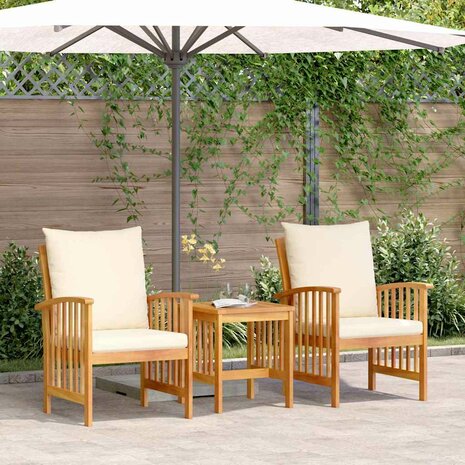 Tuin Sofa Set met kussen 3 pcs Bruin Massief acaciahout