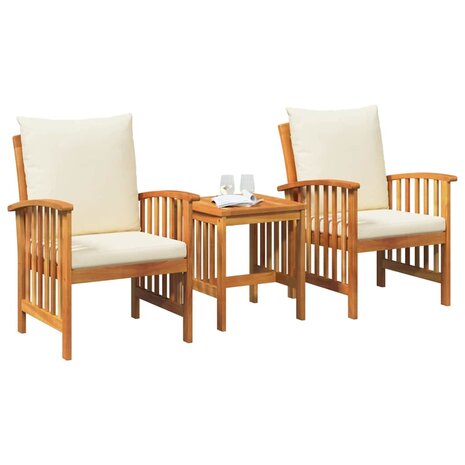 Tuin Sofa Set met kussen 3 pcs Bruin Massief acaciahout