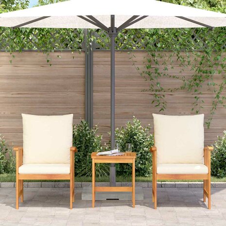 Tuin Sofa Set met kussen 3 pcs Bruin Massief acaciahout