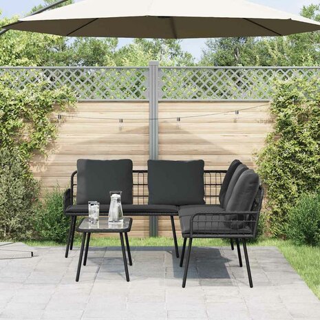 Tuin Sofa Set 2 pcs Zwart poly rattan