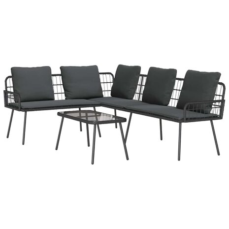 Tuin Sofa Set 2 pcs Zwart poly rattan