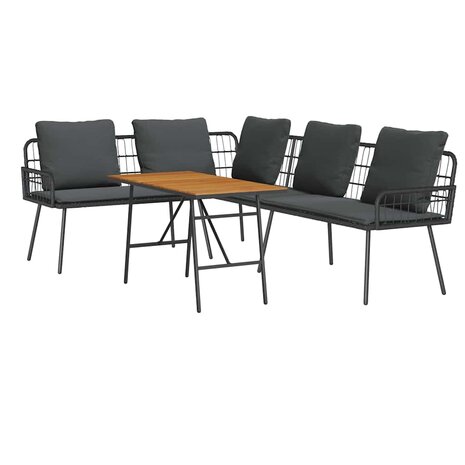 Tuin Sofa Set 2 pcs Zwart poly rattan