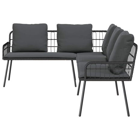 Tuin Sofa Set 2 pcs Zwart poly rattan