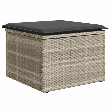 9-delige Loungeset met kussens poly rattan lichtgrijs