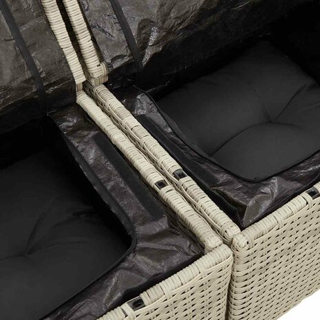 5-delige Loungeset met kussens poly rattan lichtgrijs