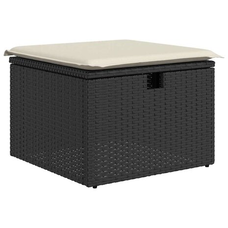 6-delige Loungeset met kussens poly rattan zwart