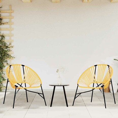 Tuinstoel Egg poly rattan zwart en geel