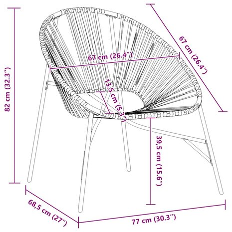 Tuinstoel Egg poly rattan zwart en geel