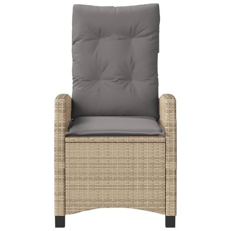 Tuinstoel verstelbaar met kussens poly rattan gemengd beige