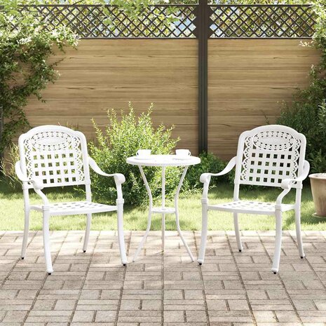 Tuinstoel 2 pcs Wit 55 x 56.5 x 91cm Aluminium