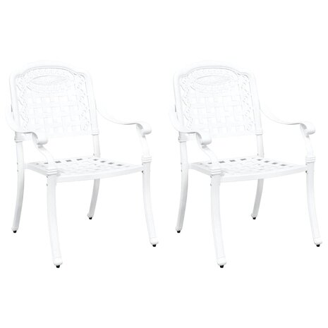 Tuinstoel 2 pcs Wit 55 x 56.5 x 91cm Aluminium