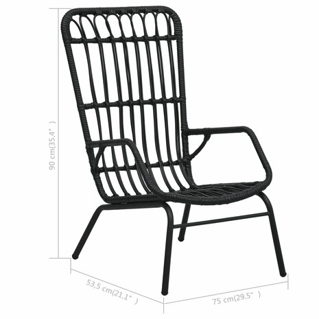 Tuinstoel poly rattan zwart