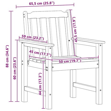 Tuinstoel 6 pcs Wit 65.5 x 55.5 x 88cm Kunststof
