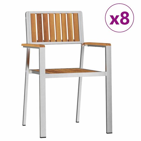 Tuinstoel 8 pcs Bruin 56 x 54.5 x 87cm Massief acaciahout