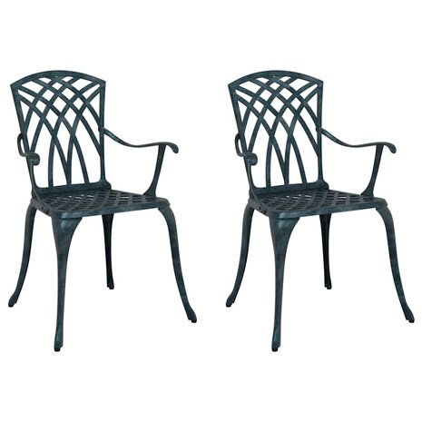 Tuinstoel 2 pcs Groen 55 x 56.5 x 91cm Aluminium