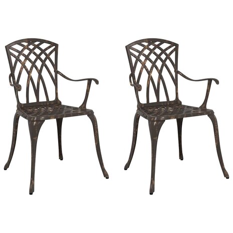 Tuinstoel 2 pcs Brons 55 x 56.5 x 91cm Aluminium