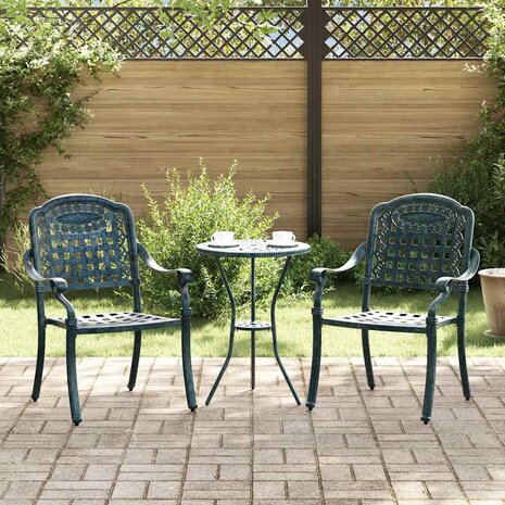 Tuinstoel 2 pcs Groen 55 x 56.5 x 91cm Aluminium