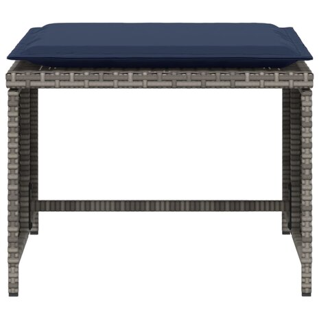 Tuinstoel met voetenbank poly rattan grijs