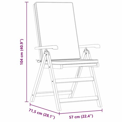 Tuinstoel 8 pcs Bruin 57 x 71.5 x 104cm Massief teakhout