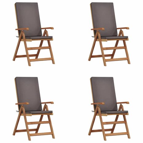 Tuinstoel 4 pcs Bruin 57 x 71.5 x 104cm Massief teakhout