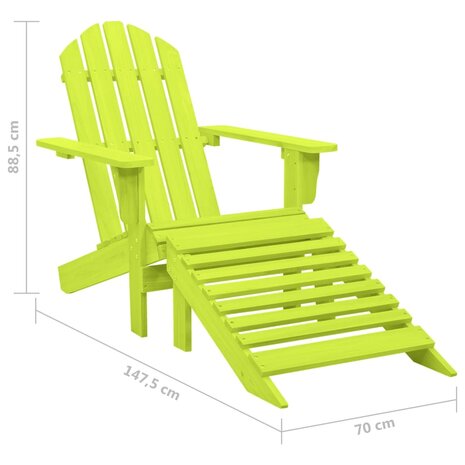 Tuinstoel Adirondack met voetenbank massief vurenhout groen