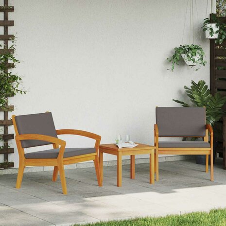 Tuinstoel met kussen 2 pcs Bruin Massief acaciahout