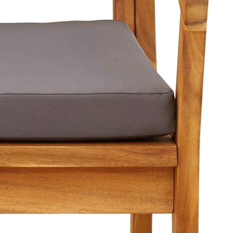 Tuinstoel met kussen 2 pcs Bruin Massief acaciahout