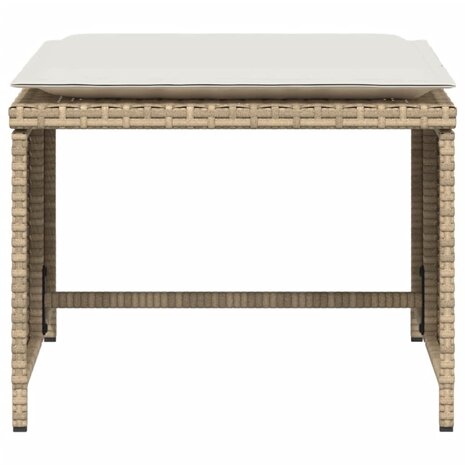 Tuinstoel met voetenbank poly rattan beige