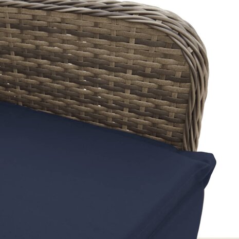 Tuinstoel verstelbaar met kussens poly rattan grijs