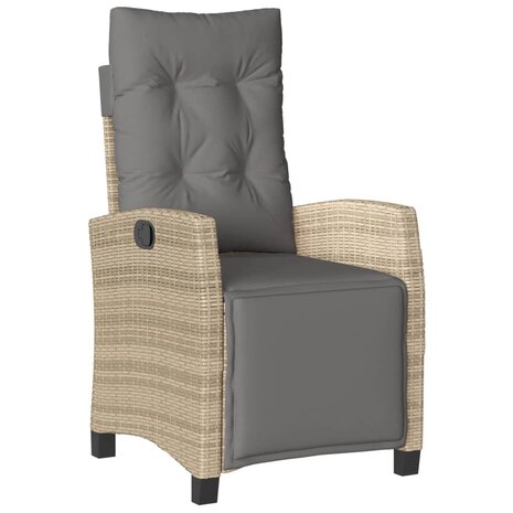 Tuinstoelen 2 st verstelbaar voetensteun poly rattan beige mix