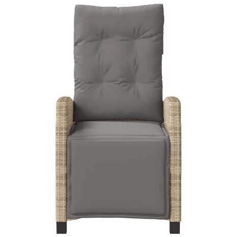 Tuinstoelen 2 st verstelbaar voetensteun poly rattan beige mix