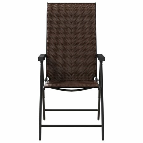 Tuinstoelen 4 st inklapbaar poly rattan bruin
