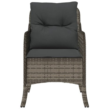 Tuinstoelen 2 st met kussens poly rattan grijs
