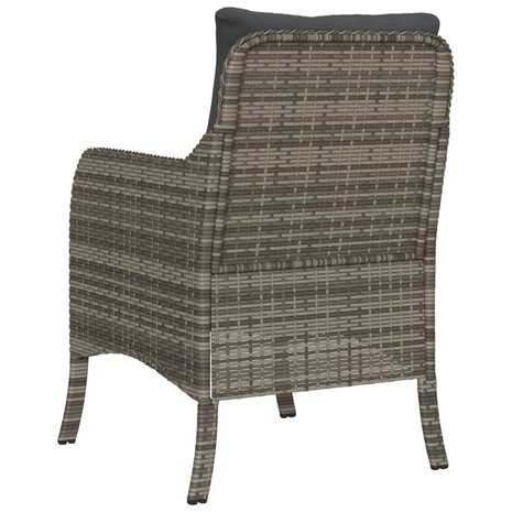 Tuinstoelen 2 st met kussens poly rattan grijs