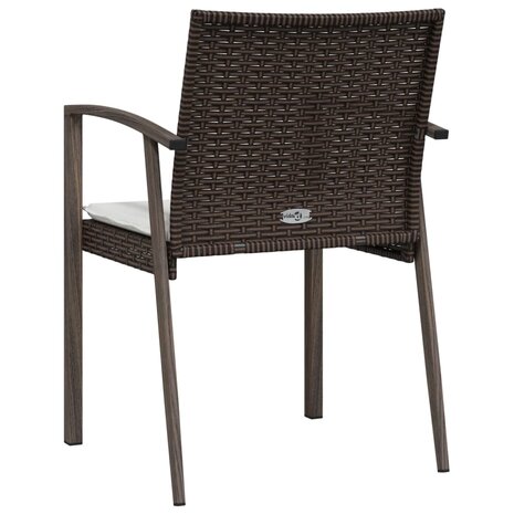Tuinstoelen 6 st met kussens 56,5x57x83 cm poly rattan bruin