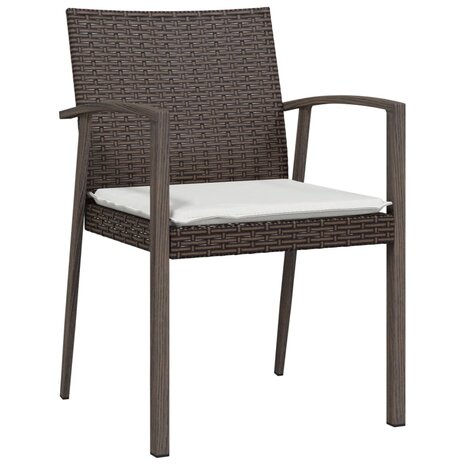 Tuinstoelen 2 st met kussens 56,5x57x83 cm poly rattan bruin