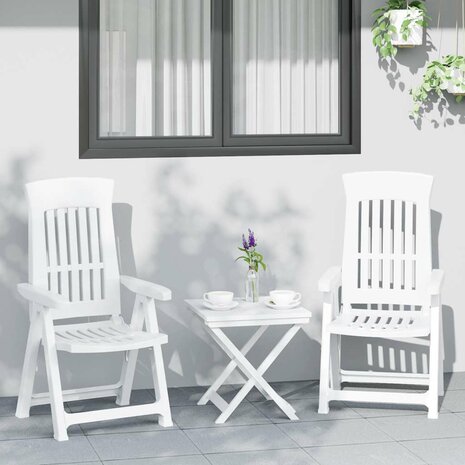 Tuinstoelen 2 st verstelbaar PP wit