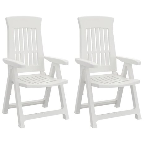 Tuinstoelen 2 st verstelbaar PP wit