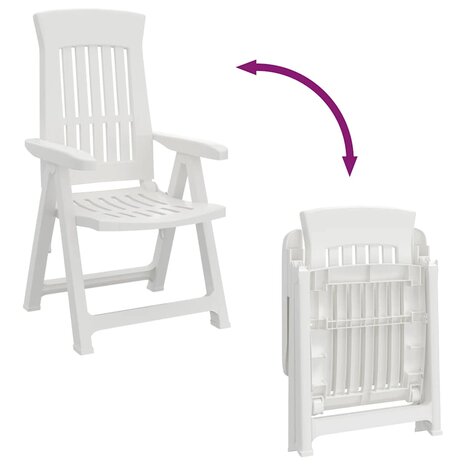 Tuinstoelen 2 st verstelbaar PP wit