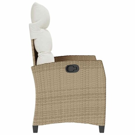 Verstelbare tuinstoel met bijzettafel poly rattan beige