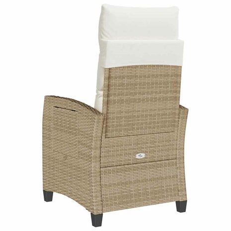 Verstelbare tuinstoel met bijzettafel poly rattan beige