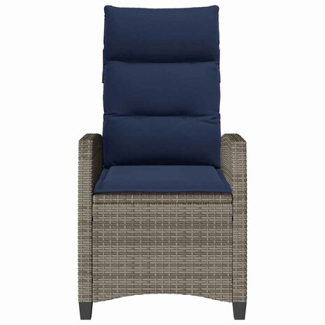 Verstelbare tuinstoel met bijzettafel poly rattan grijs
