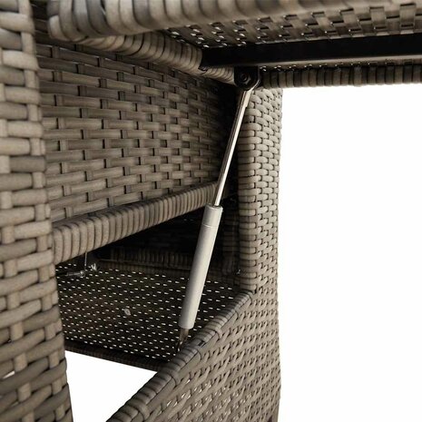 Verstelbare tuinstoel met bijzettafel poly rattan grijs