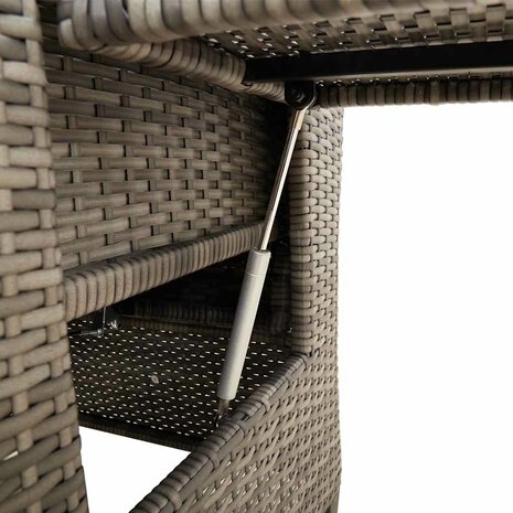 Verstelbare tuinstoel met bijzettafel poly rattan grijs